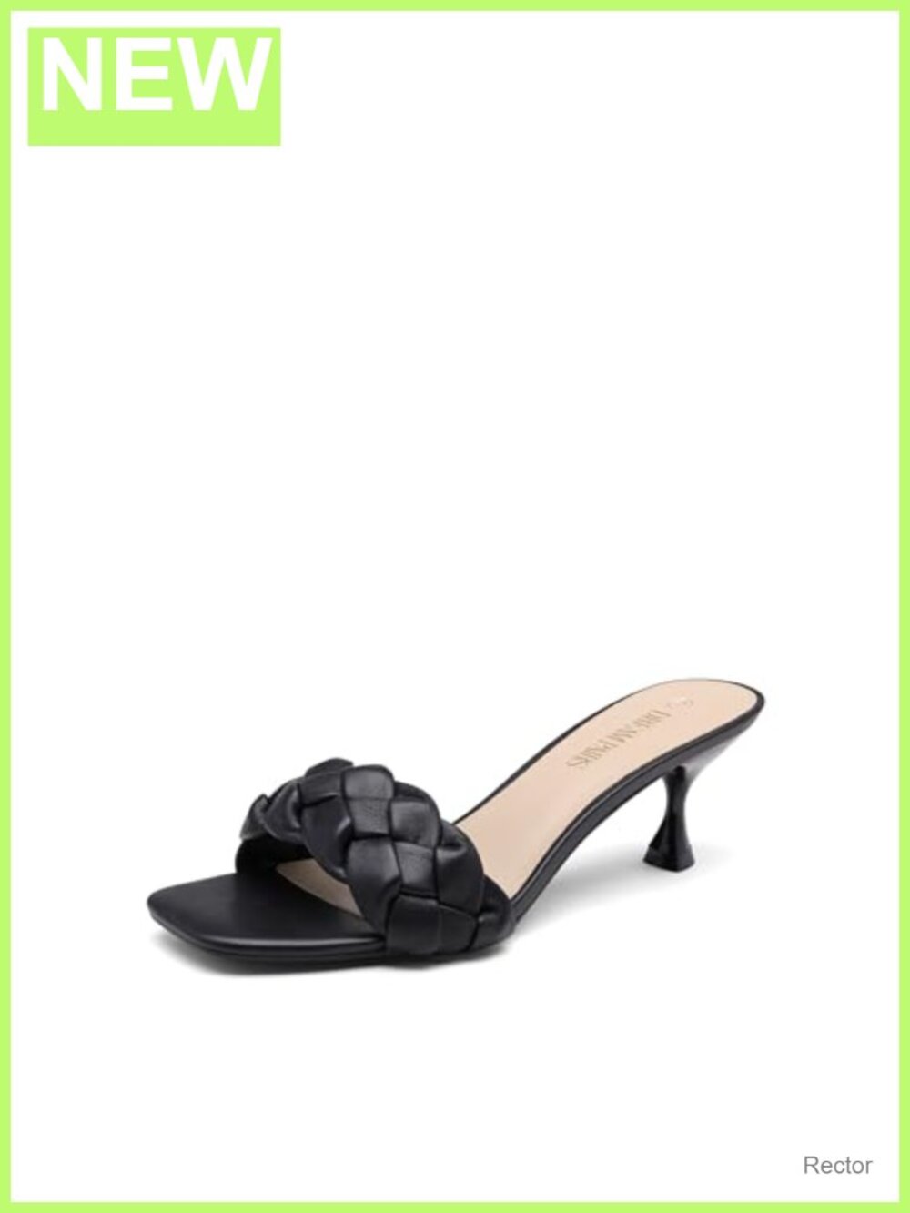 Women's Rhinestone Kitten Heel Sandals - Faux Leather Open Toe Slip On Dress